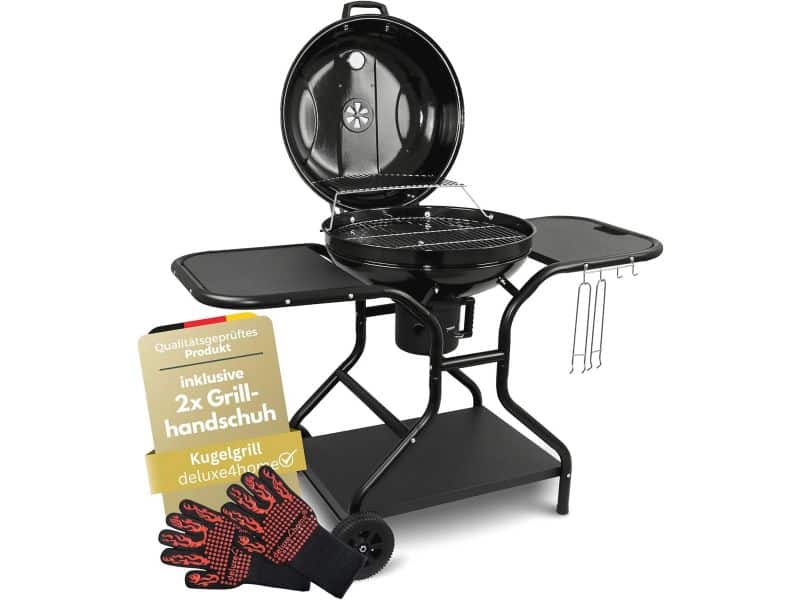 Kogelbarbecue 55 cm, met legplank en oprolbare grillwagen