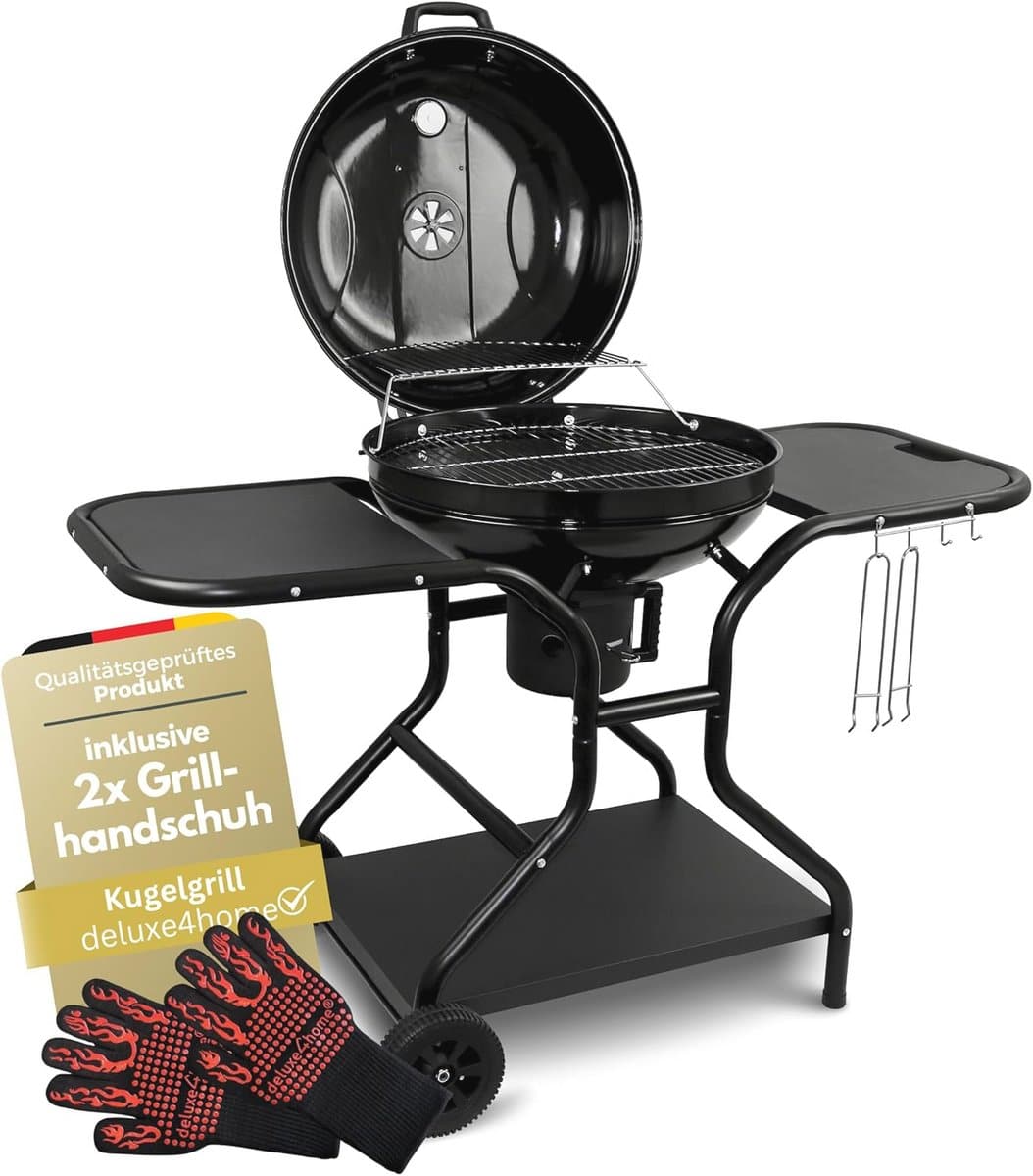 kogelbarbecue 55 cm, met legplank en oprolbare grillwagen