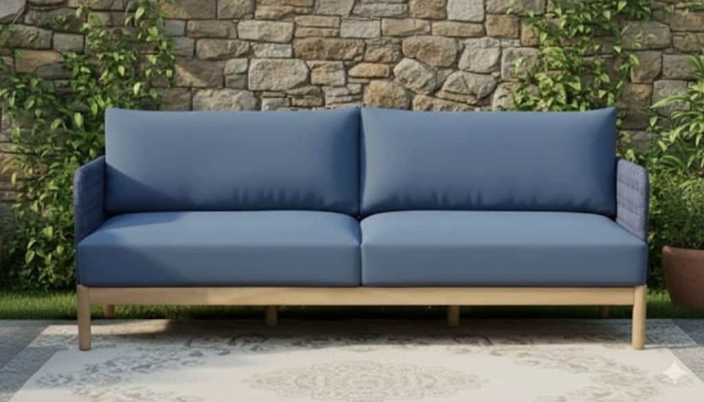 kolbe sofa 3 seater navy steel/braided navy/acacia teak look eurofar eurofar