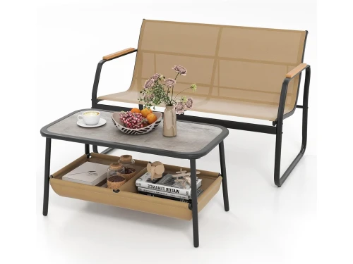 KOMFOTTEU 2-delige tuinmeubelset, tafel en stoelen van textielstof
