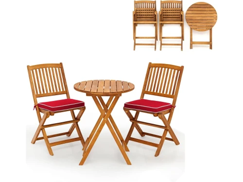 KOMFOTTEU 3-delige balkonmeubels, balkonset inklapbaar, tuinmeubelset met 1 tafel en