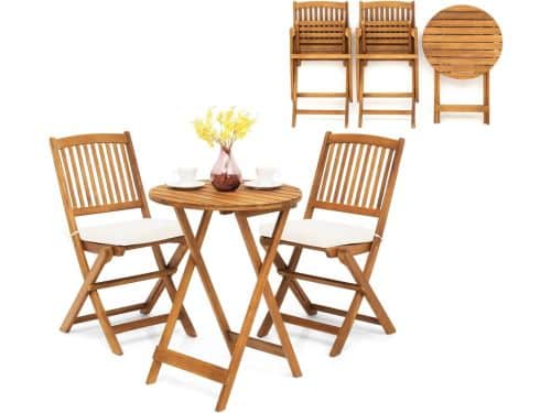 KOMFOTTEU 3-delige balkonmeubels, balkonset inklapbaar, tuinmeubelset met 1 tafel en