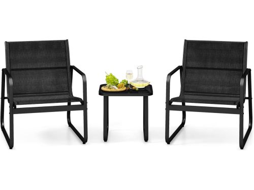 KOMFOTTEU 3-delige tuinmeubelset, bistroset met 2 tuinstoelen en bijzettafel