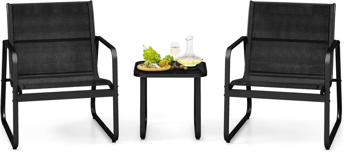 komfotteu 3 delige tuinmeubelset, bistroset met 2 tuinstoelen en bijzettafel