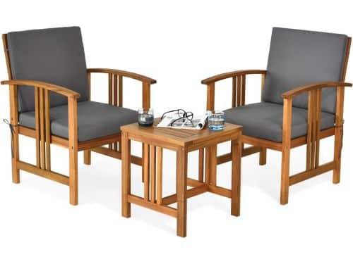 KOMFOTTEU 3-delige tuinmeubelset voor 2 personen, balkonset van acaciahout