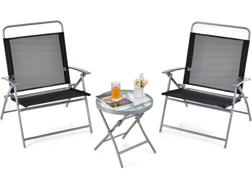 KOMFOTTEU Bistroset 3-delig, bistrotafel met 2 inklapbare stoelen