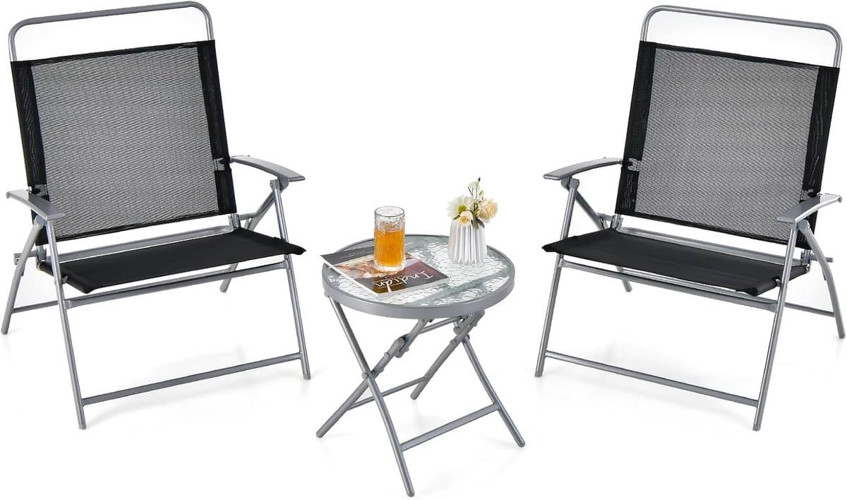 komfotteu bistroset 3 delig, bistrotafel met 2 inklapbare stoelen