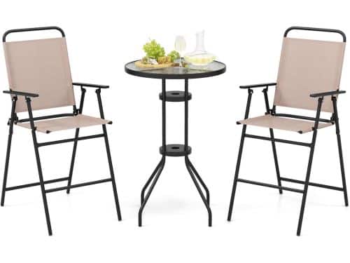 KOMFOTTEU Bistroset voor de tuin met, tafel met parasolgat en