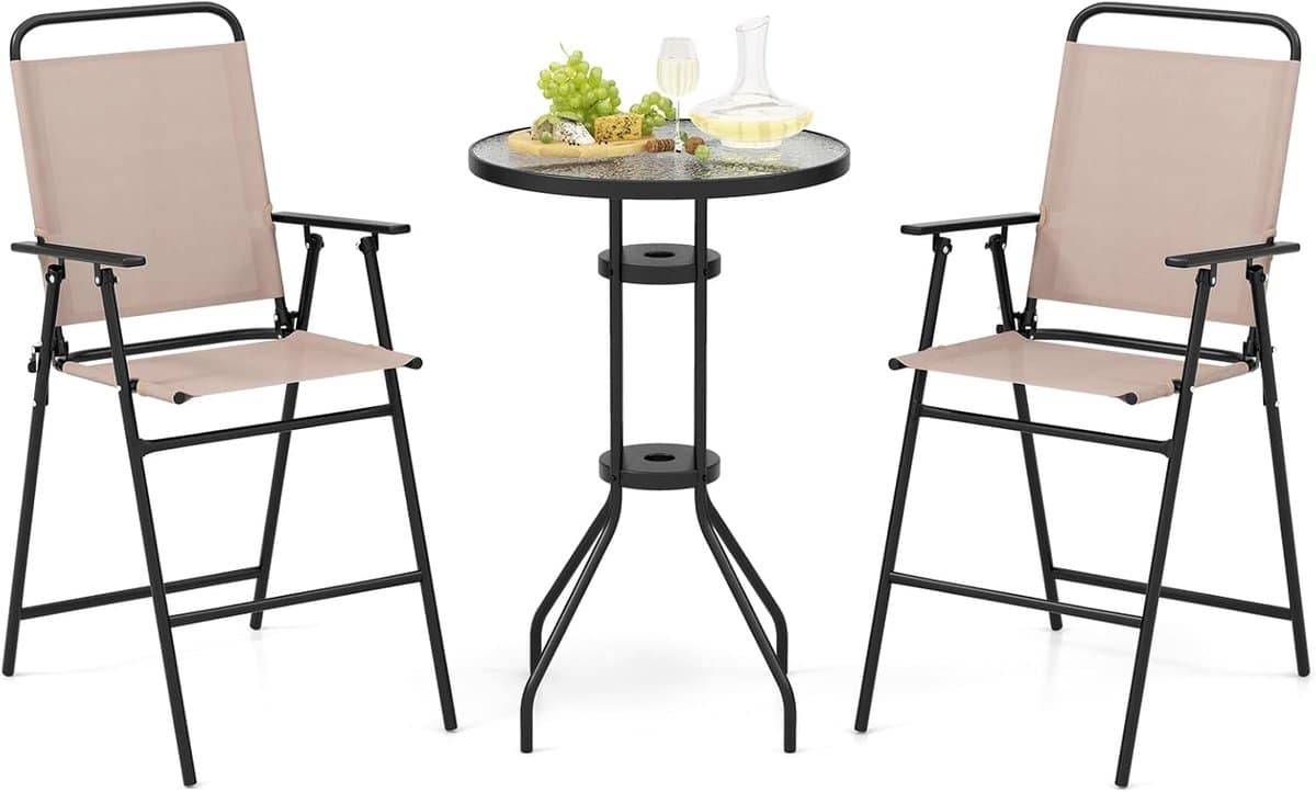 komfotteu bistroset voor de tuin met, tafel met parasolgat en