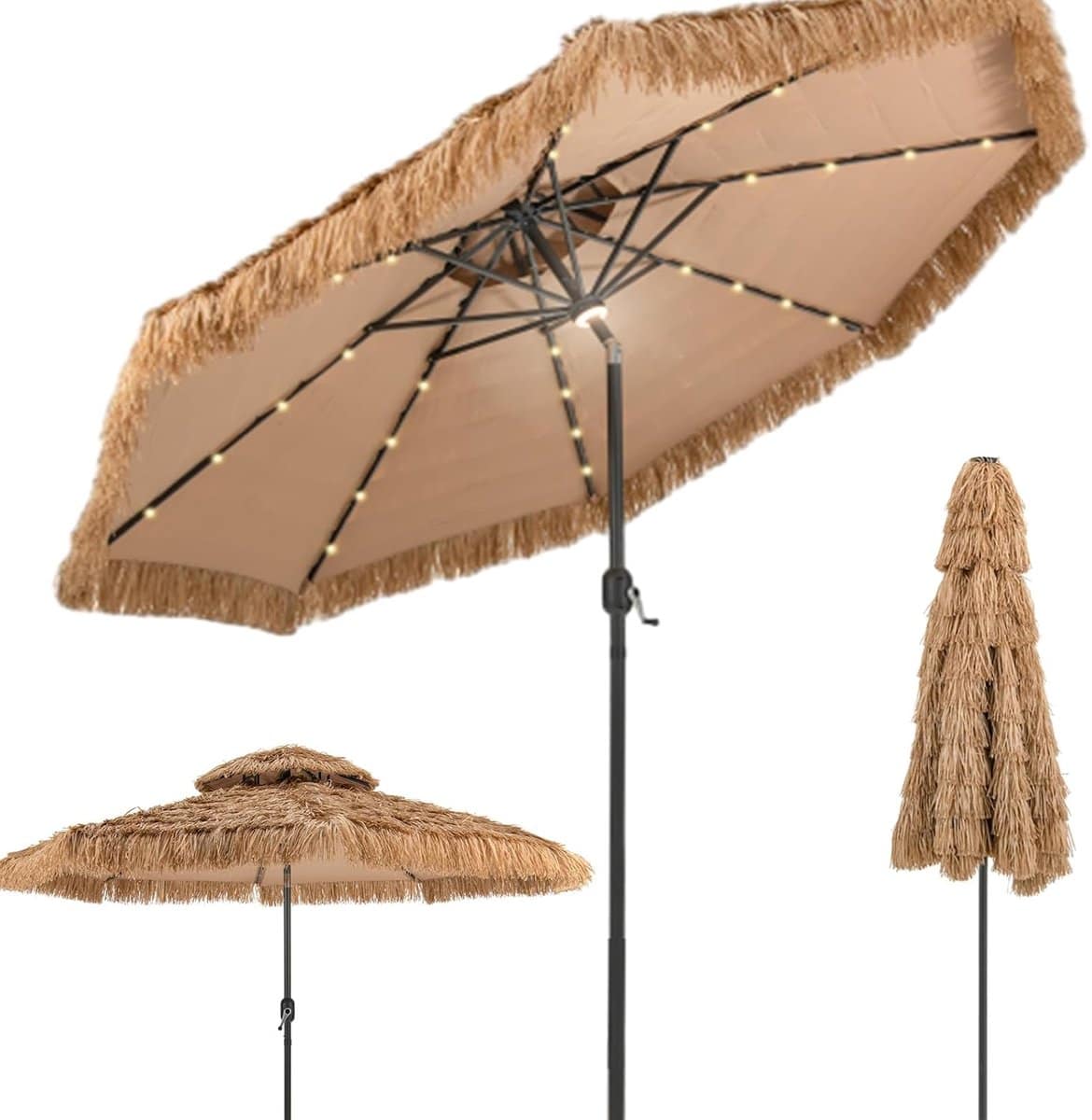 komfotteu hawaï strandparasol met lampjes 292 cm stroparasol