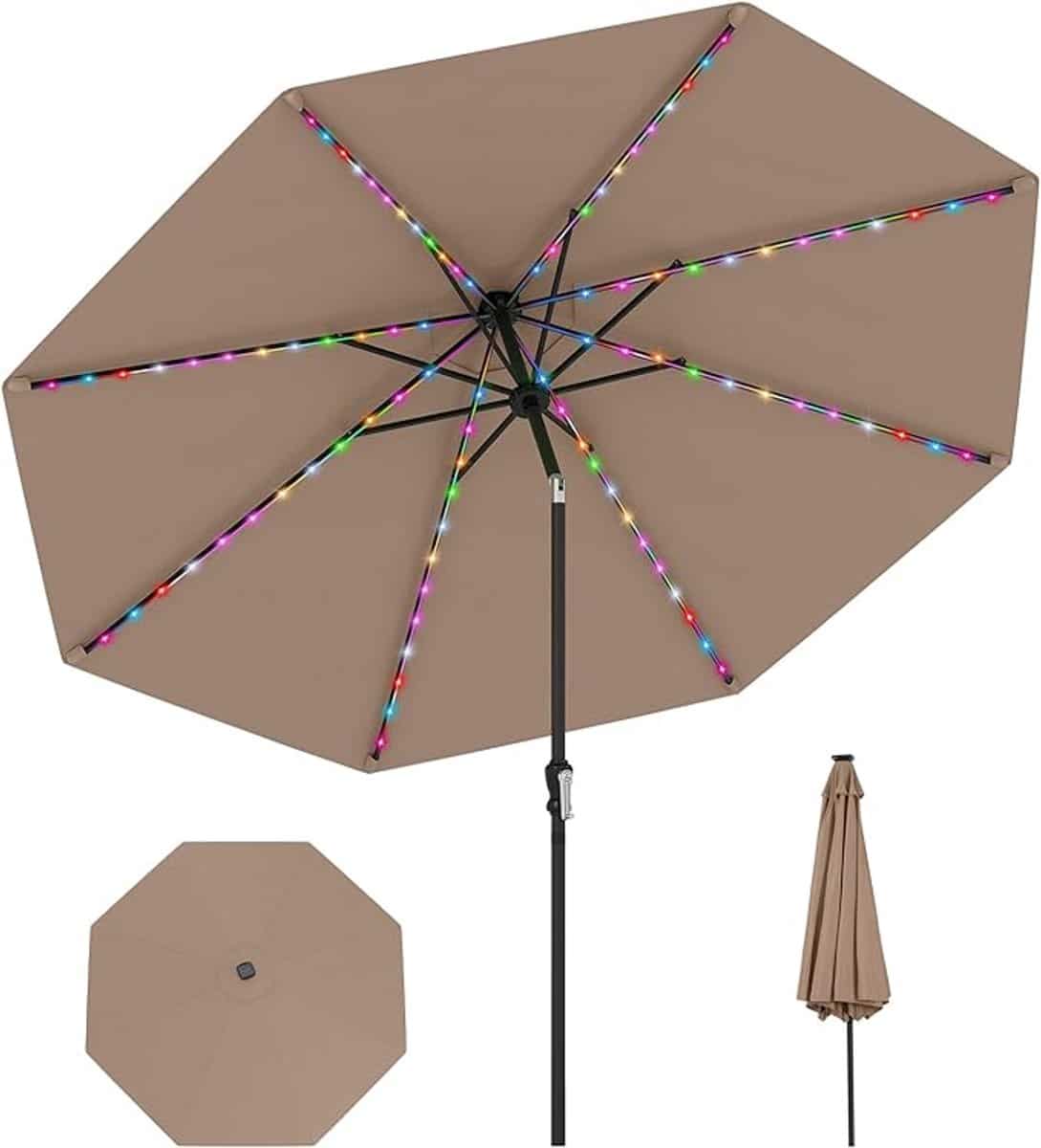 komfotteu parasol 288 cm met 96 ledlampen en 9