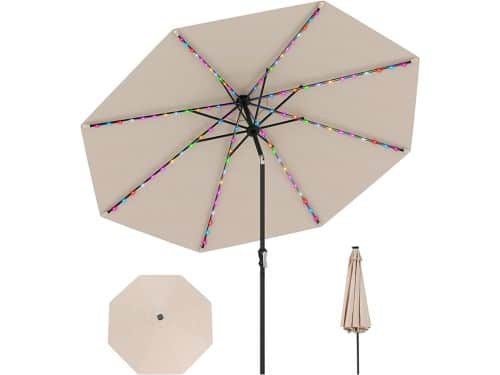 KOMFOTTEU Parasol 288 cm - met 96 ledlampen en 9