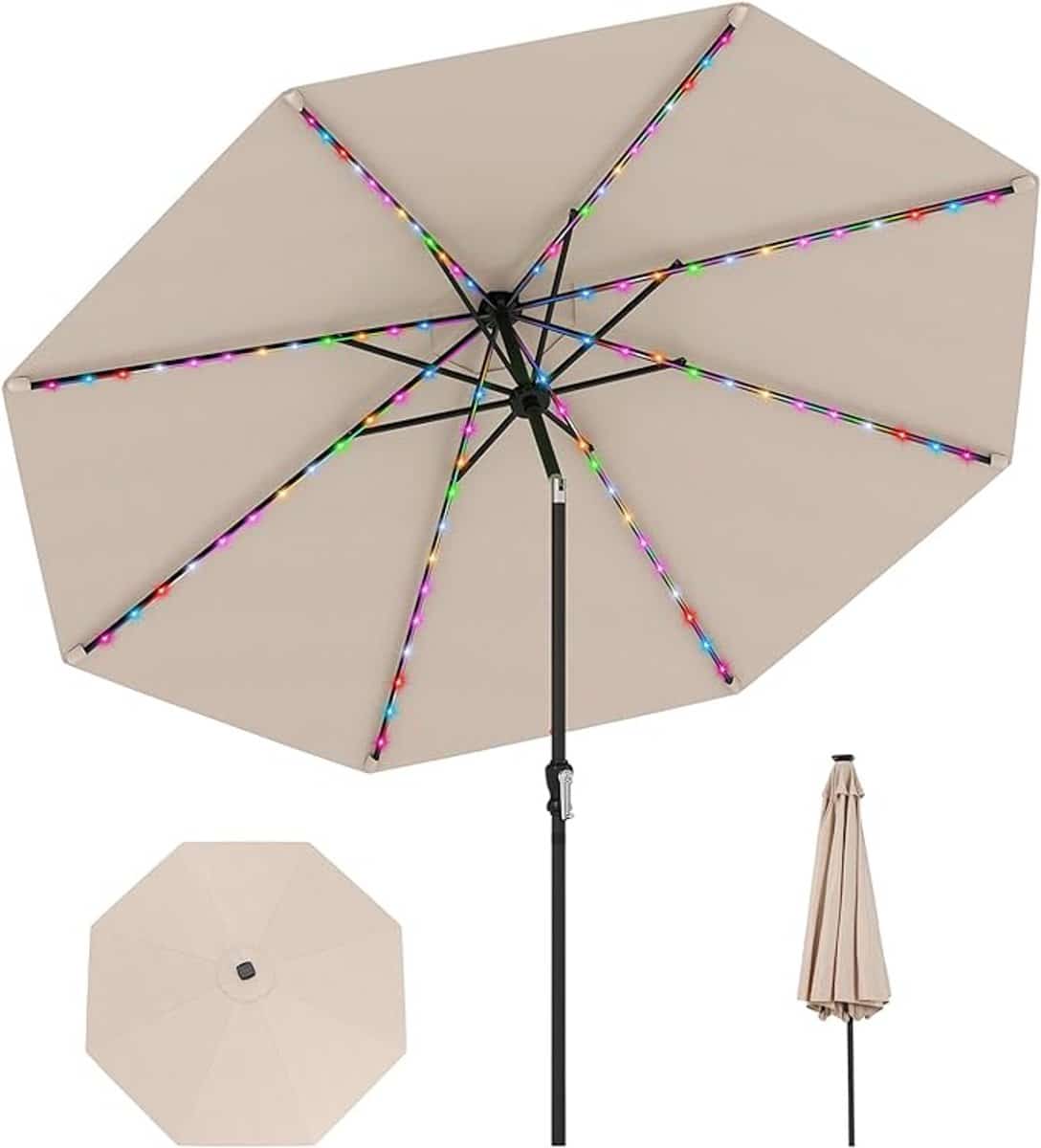 komfotteu parasol 288 cm met 96 ledlampen en 9