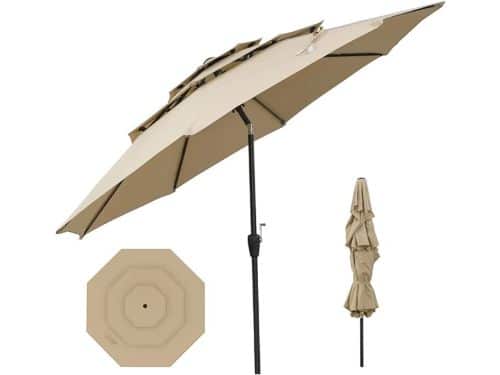 KOMFOTTEU Parasol 300 cm - 45 ° knikbaar - drie