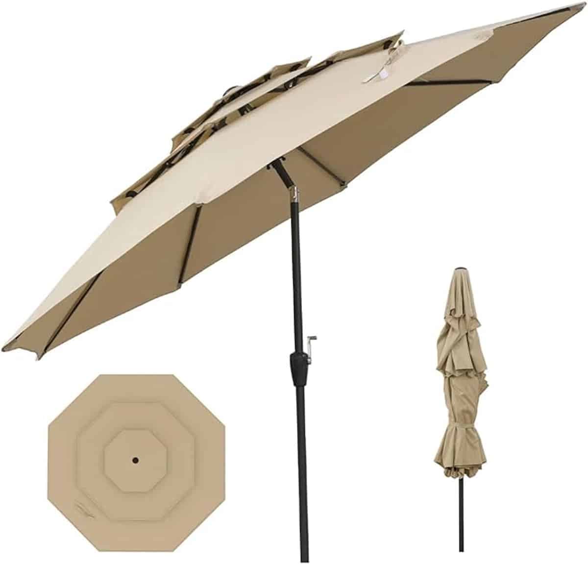 komfotteu parasol 300 cm 45 ° knikbaar drie