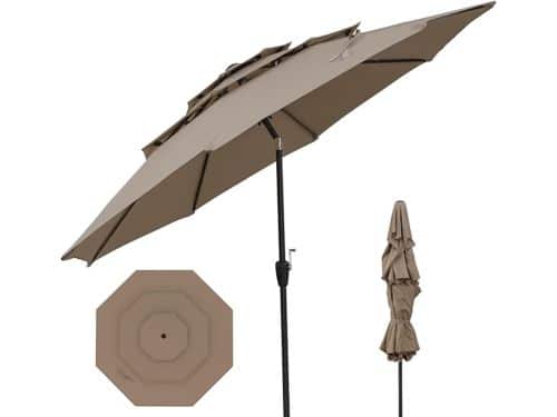 KOMFOTTEU Parasol 300 cm - 45 ° knikbaar - drie