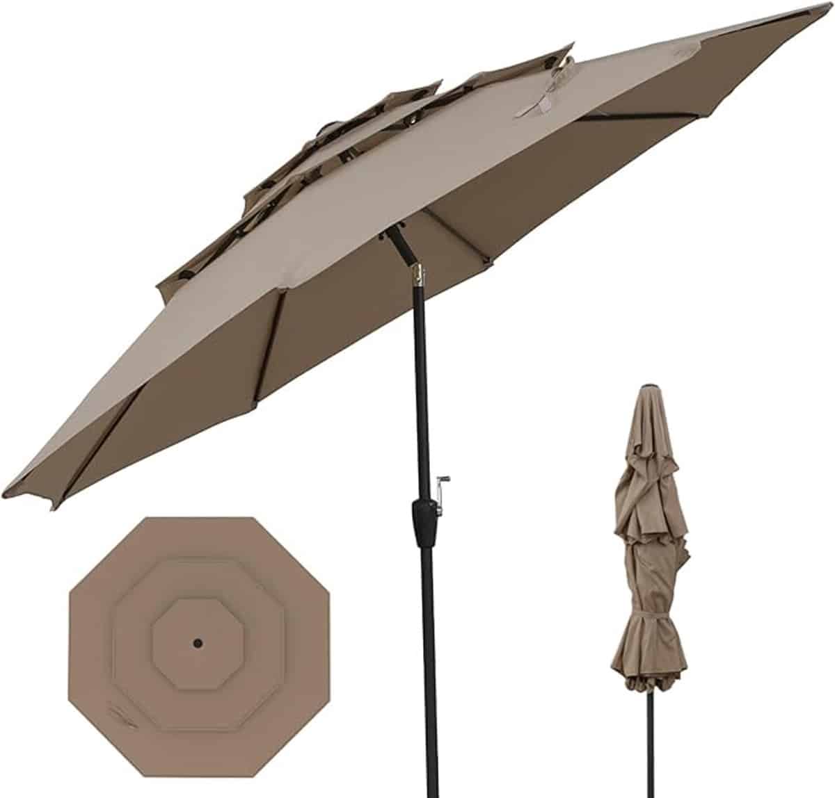 komfotteu parasol 300 cm 45 ° knikbaar drie