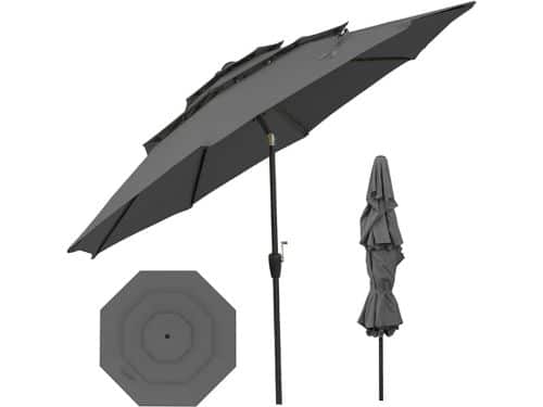 KOMFOTTEU Parasol 300 cm - 45 ° knikbaar - drie