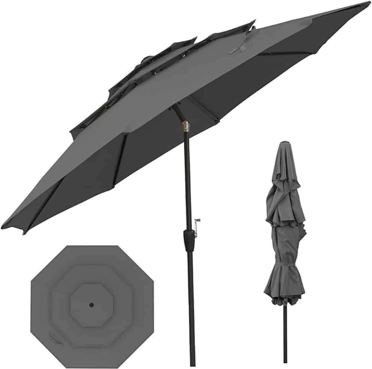 komfotteu parasol 300 cm 45 ° knikbaar drie