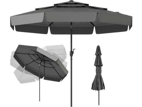 KOMFOTTEU Parasol 300 cm - met volant - 3-laags Geventileerd