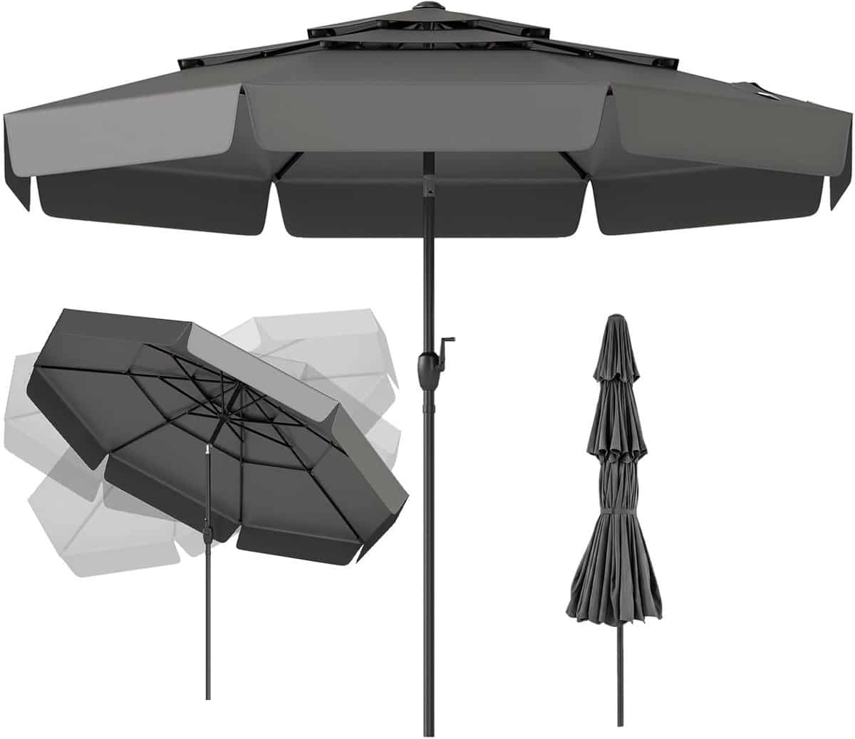 komfotteu parasol 300 cm met volant 3 laags geventileerd