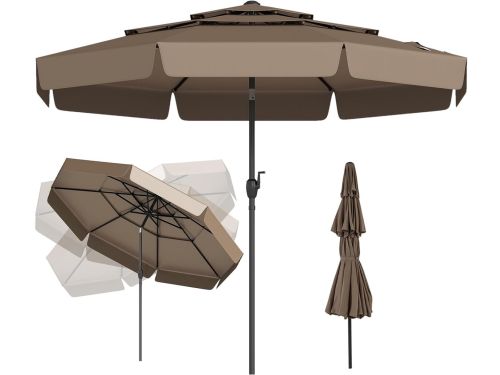 KOMFOTTEU Parasol 300 cm - met volant - 3-laags Geventileerd