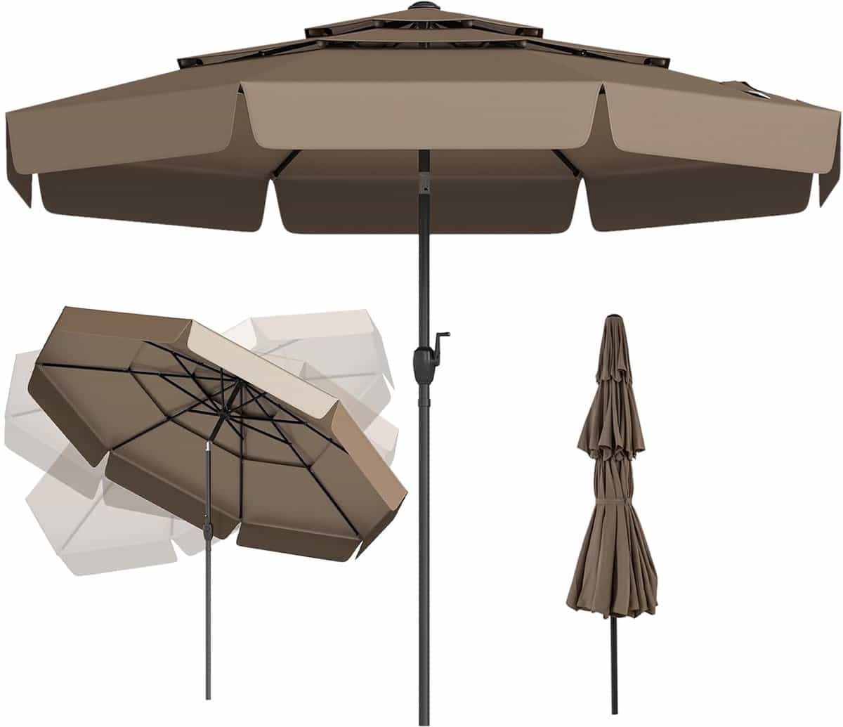 komfotteu parasol 300 cm met volant 3 laags geventileerd