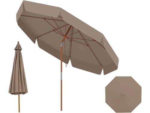 KOMFOTTEU Parasol 300 cm - met volant - Beukenhouten