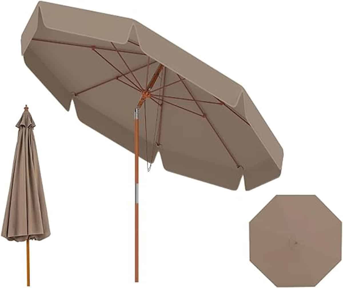 komfotteu parasol 300 cm met volant beukenhouten