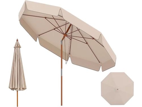 KOMFOTTEU Parasol 300 cm - met volant - Beukenhouten