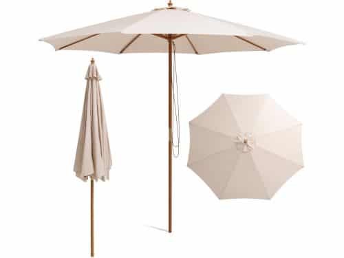 KOMFOTTEU Parasol 300 cm - tuinparasol - met houten paal