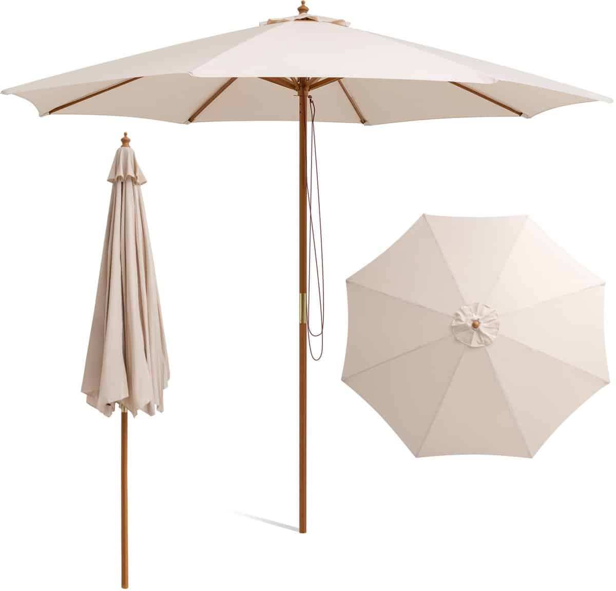 komfotteu parasol 300 cm tuinparasol met houten paal