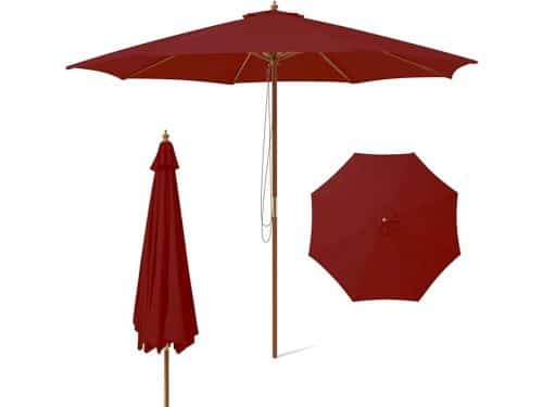KOMFOTTEU Parasol 300 cm - tuinparasol - met houten paal