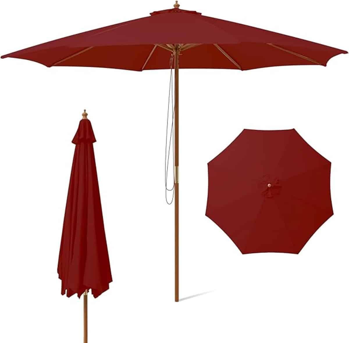 komfotteu parasol 300 cm tuinparasol met houten paal