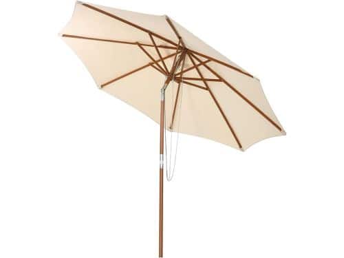 KOMFOTTEU Parasol 300cm - knikbaar - Houten paraplustok -tuinparasol