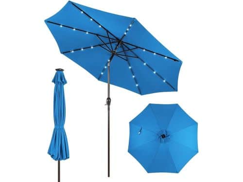KOMFOTTEU Parasol 300cm - met led en zwengel - knikbaar