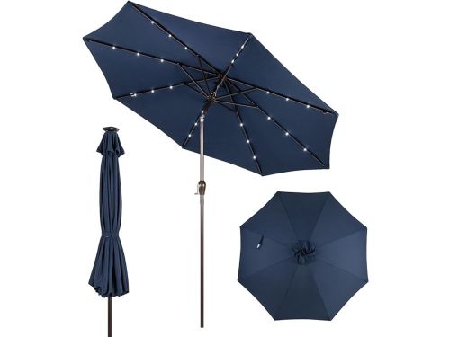 KOMFOTTEU Parasol 300cm - met led en zwengel - knikbaar