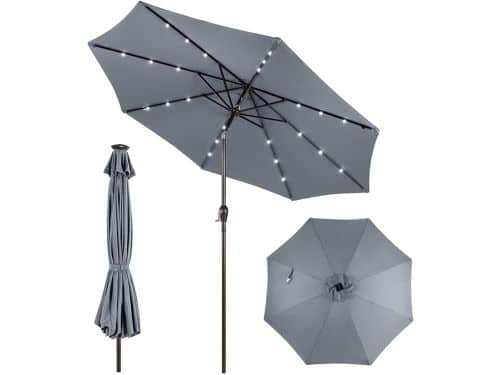 KOMFOTTEU Parasol 300cm - met led en zwengel - knikbaar