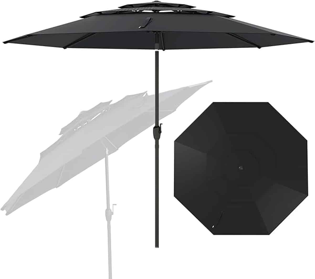 komfotteu parasol 300cm stokparasol knikbaar 3 laags geventileerd