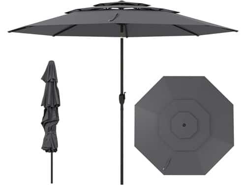 KOMFOTTEU Parasol 300cm - stokparasol - knikbaar - 3-laags Geventileerd