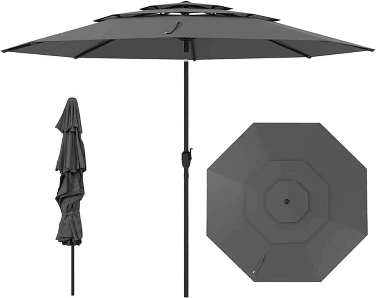 komfotteu parasol 300cm stokparasol knikbaar 3 laags geventileerd