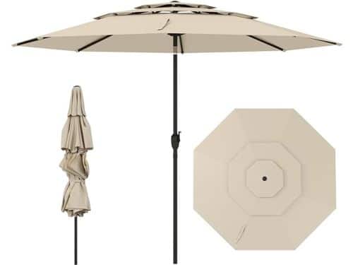 KOMFOTTEU Parasol 300cm - stokparasol - knikbaar - 3-laags Geventileerd