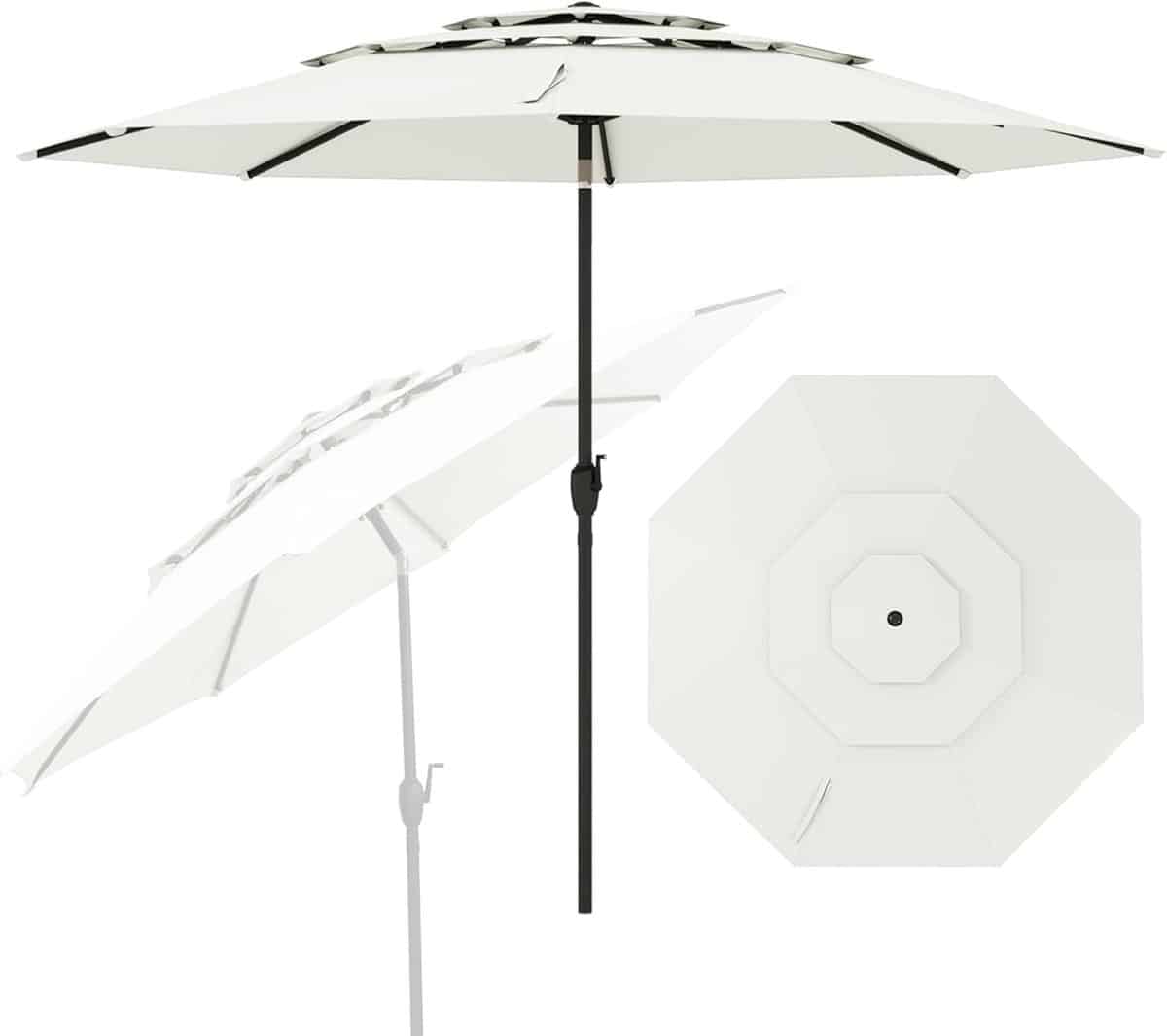komfotteu parasol 300cm stokparasol knikbaar 3 laags geventileerd