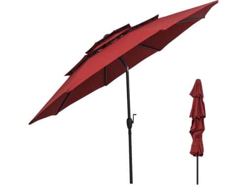 KOMFOTTEU Parasol 300cm - stokparasol - knikbaar - 3-laags Geventileerd