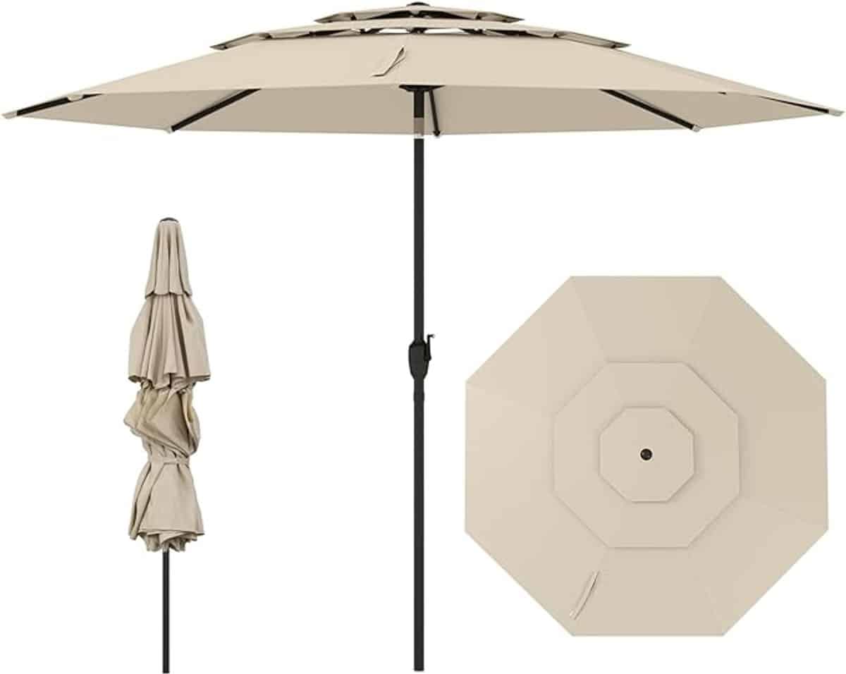 komfotteu parasol 300cm stokparasol knikbaar 3 laags geventileerd