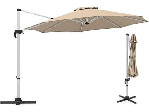 KOMFOTTEU Parasol 325 cm - zweefparasol - draaibaar - kantelbaar