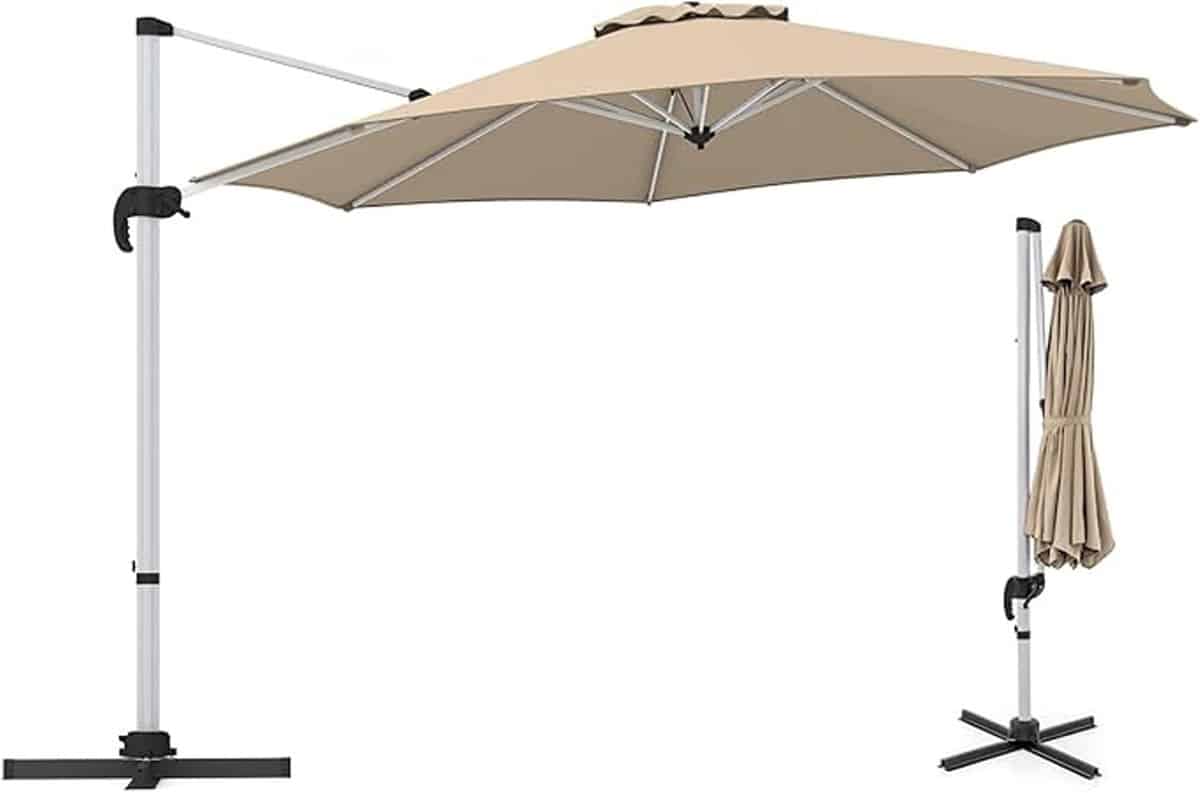 komfotteu parasol 325 cm zweefparasol draaibaar kantelbaar