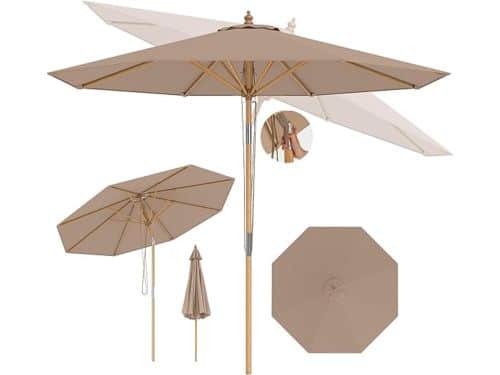 KOMFOTTEU Parasol - kantelbaar - bamboe paraplustok - 270 cm