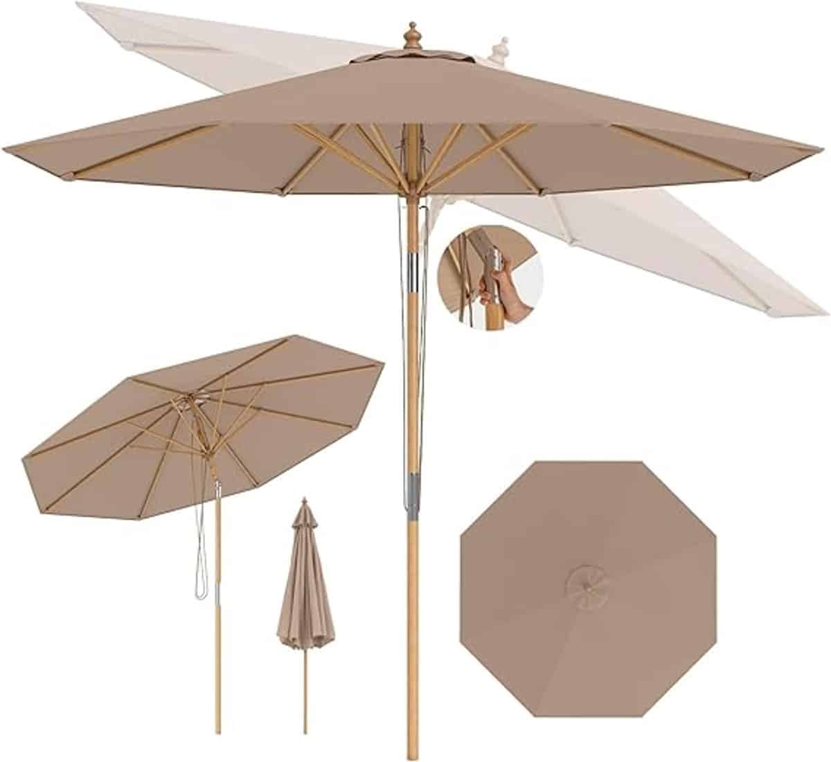 komfotteu parasol kantelbaar bamboe paraplustok 270 cm