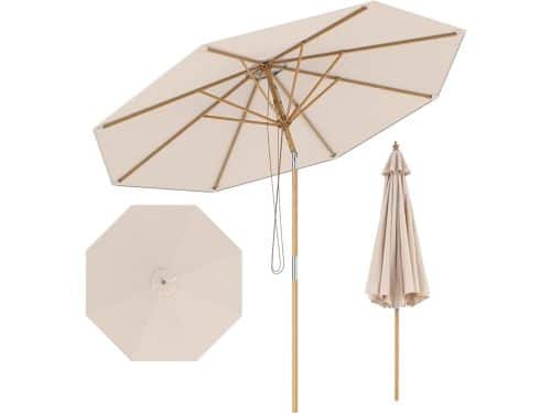 KOMFOTTEU Parasol - kantelbaar - bamboe paraplustok - 270 cm